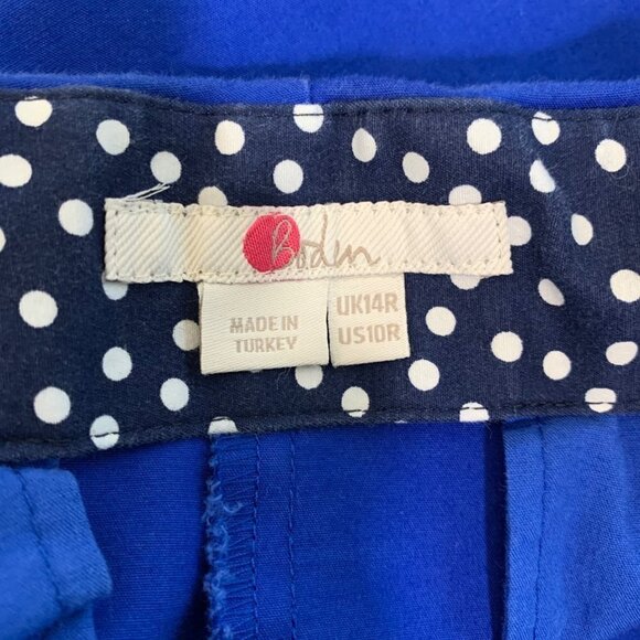 Boden Kensington Pants Blue Size 10R Stretch Cotton Turn-Up Hem Trouser Style - Picture 9 of 9